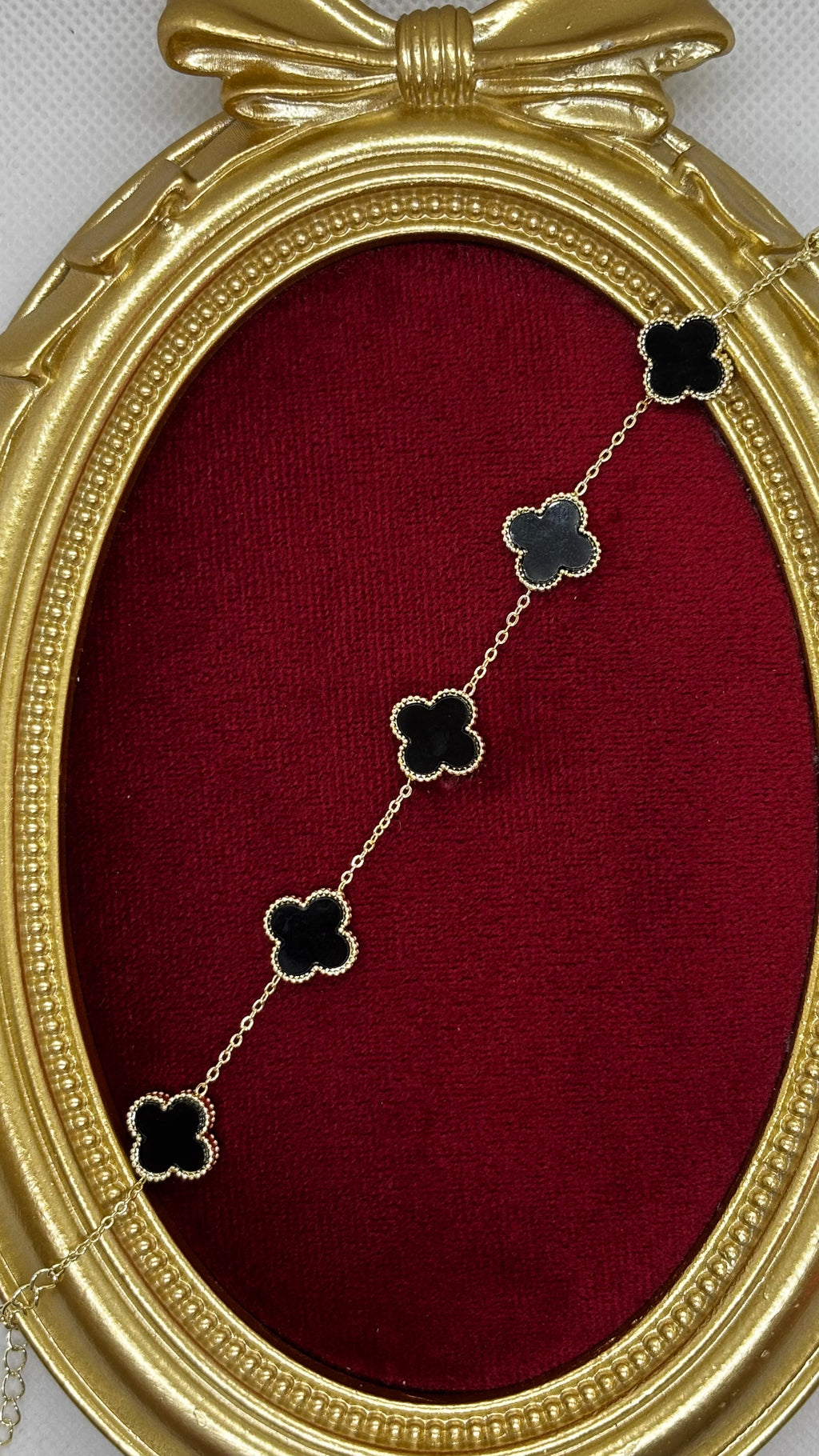14k Altın Kaplama Gold-Siyah Yonca Bileklik
