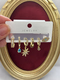 Özel Seri Taşlı Altılı Set Küpe Gold