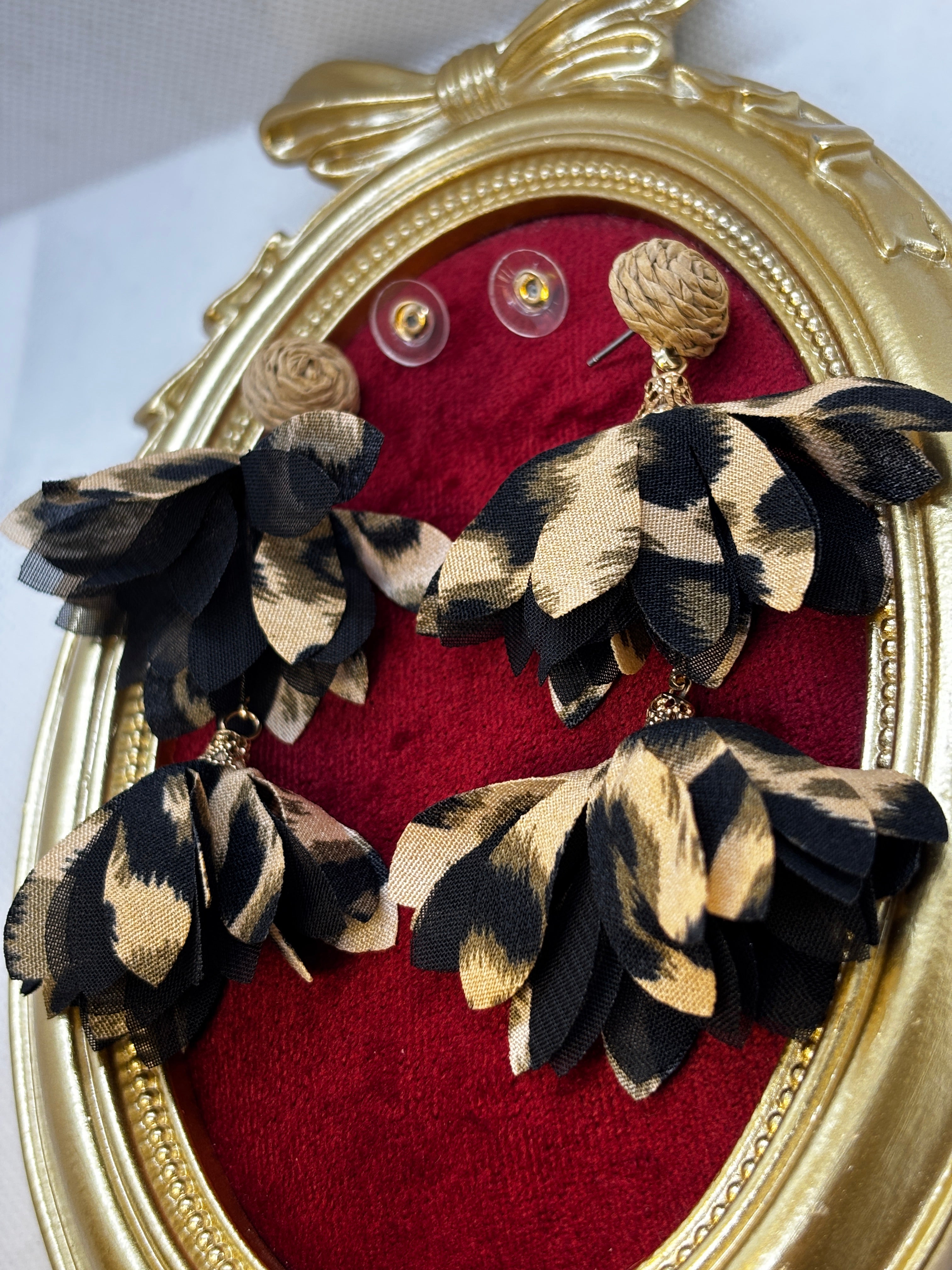 Leopar tüllü Uzun Küpe
