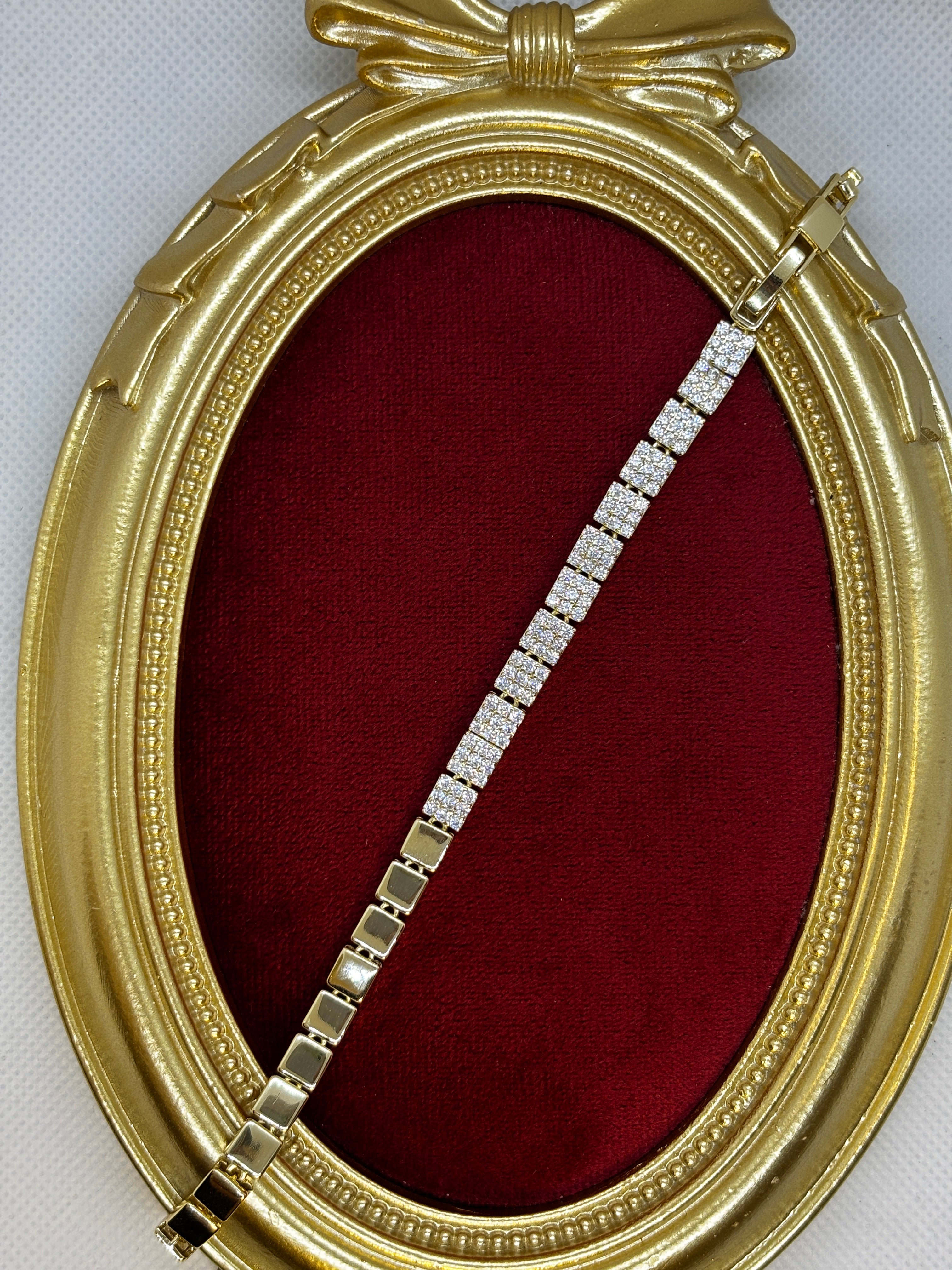 14K Küp Zirkon Taşlı Künye Bileklik