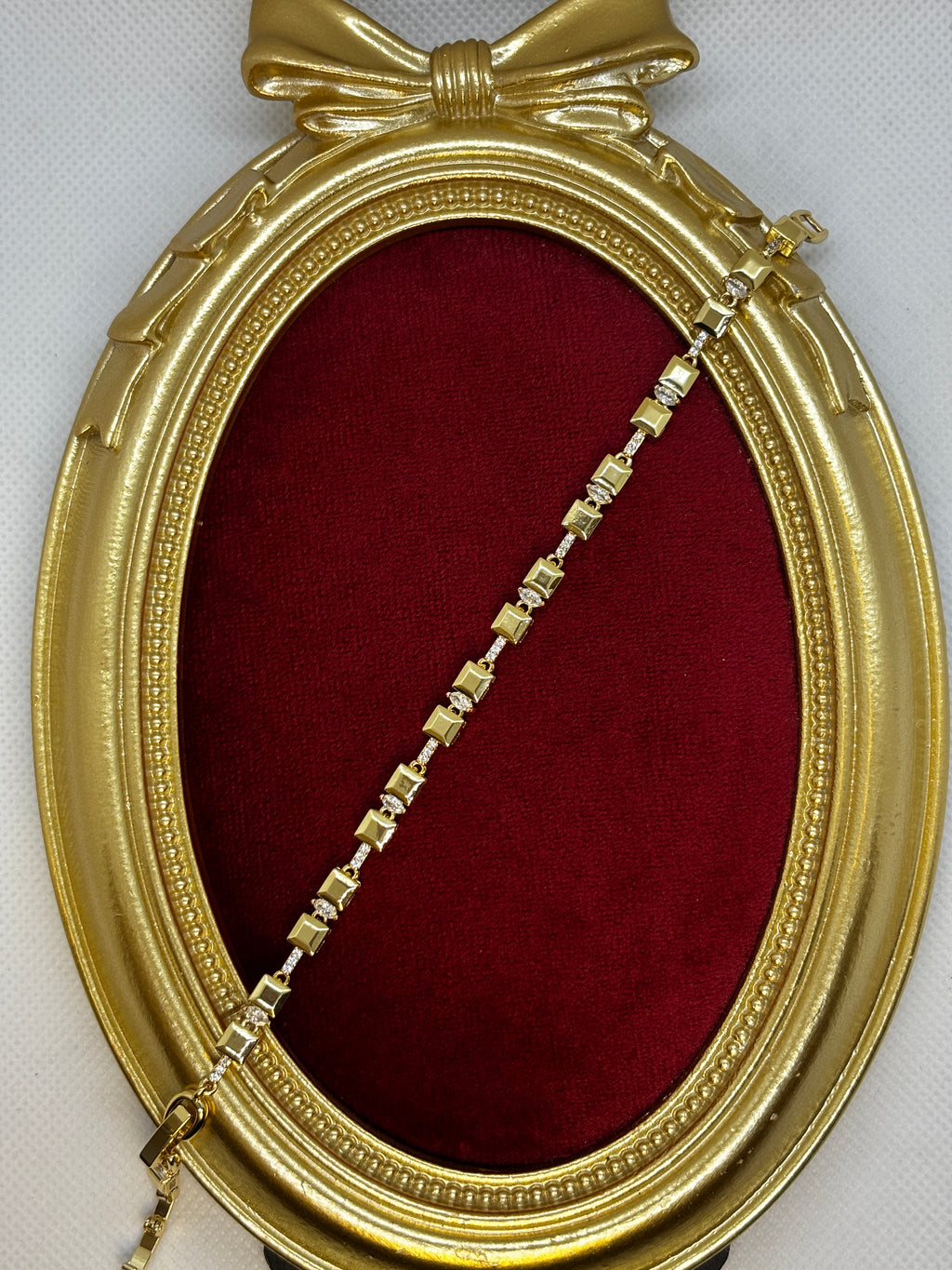14K Taşlı küp sıralı bileklik