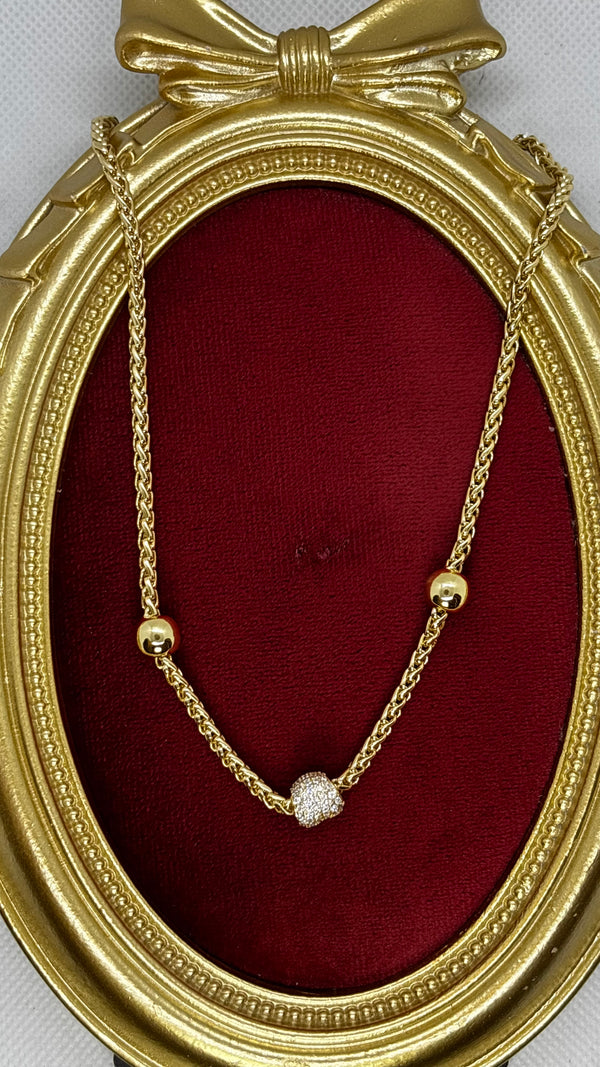 Premium Top Detaylı Gold Taşlı Zincir kolye