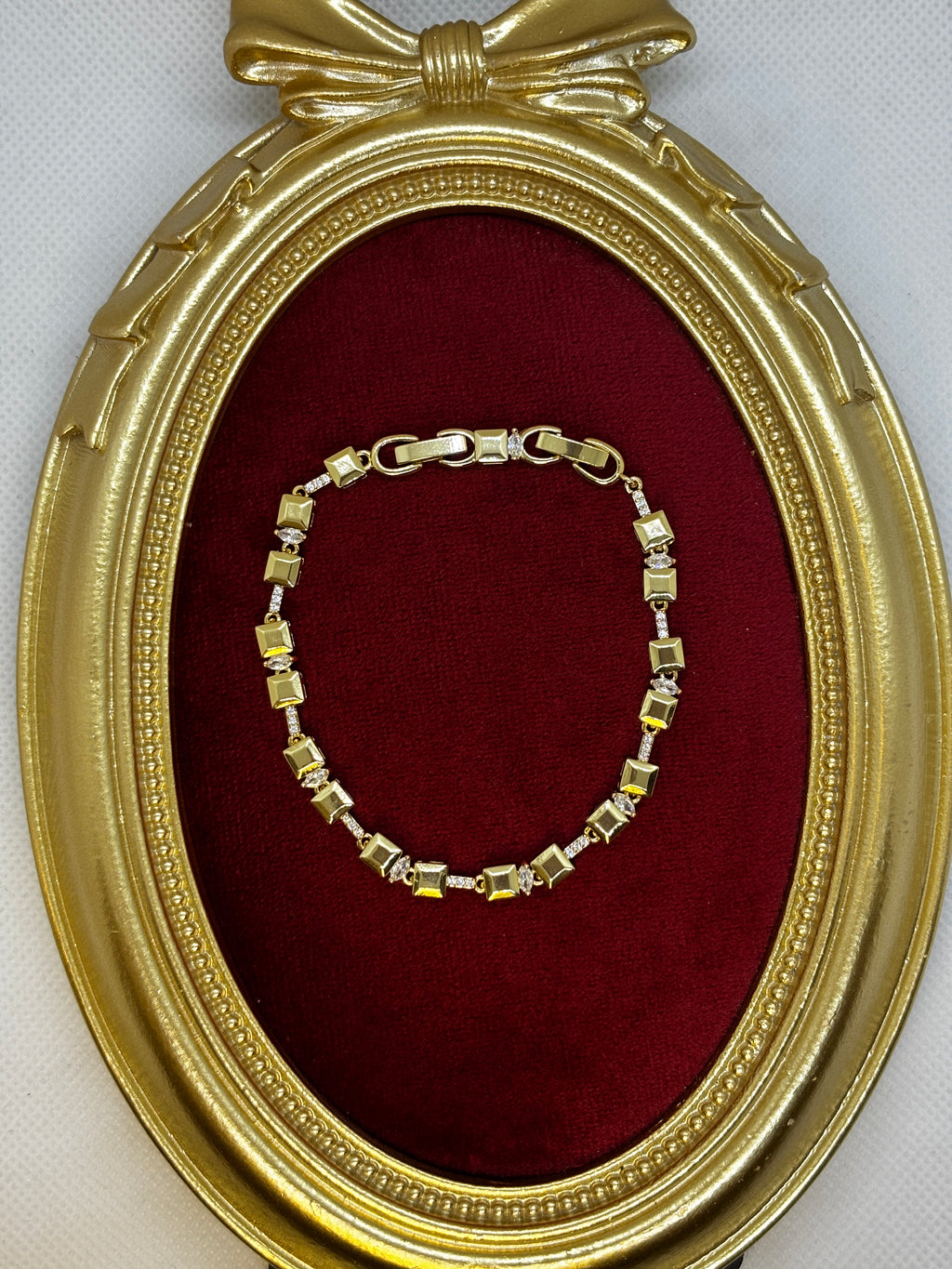 14K Taşlı küp sıralı bileklik