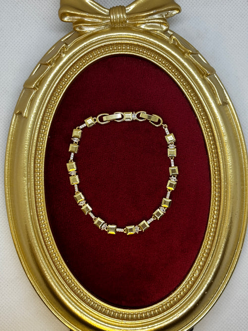 14K Taşlı küp sıralı bileklik